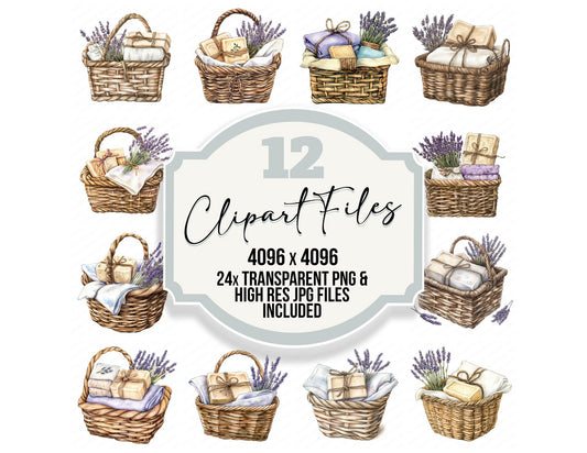 Wicker Basket with Soaps Clipart Set (DDD007466)