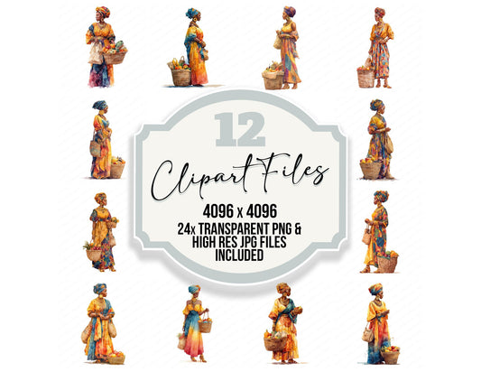 Woman at Fruit Market Clipart Set (DDD007537)