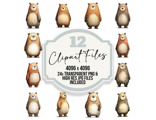 Woodland Bear Character Clipart Set (DDD007579)