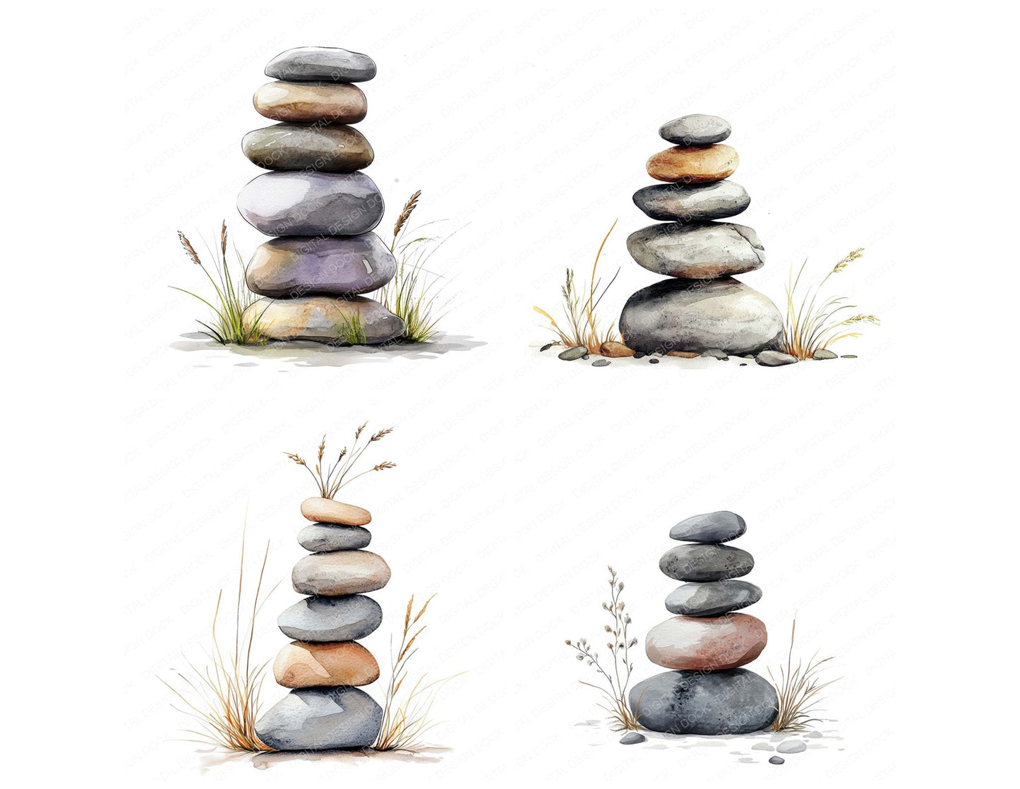 Zen Stone Stack Clipart Set (DDD007605)