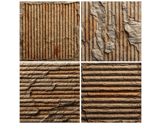 Preview layout showing Worn Cardboard Texture papers arranged as background pages for junk journals and mixed media crafts