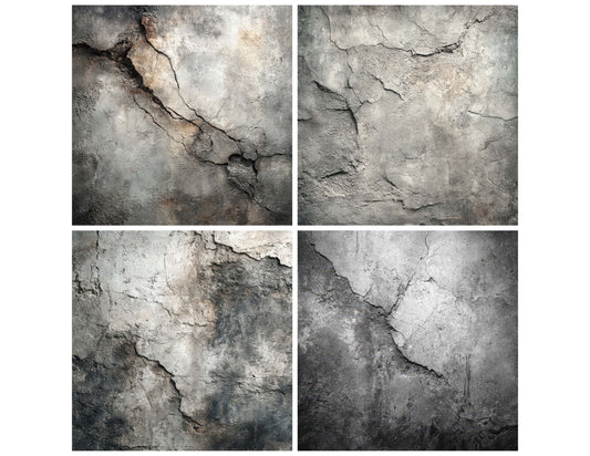 Preview layout showing Worn Concrete Floor papers arranged as background pages for junk journals and mixed media crafts