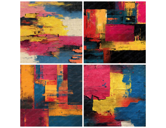 Preview layout showing Glitch Heat Smear papers arranged as background pages for junk journals and mixed media crafts