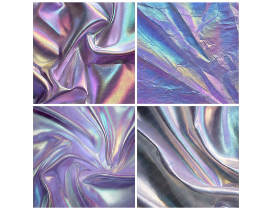 Preview layout showing Holographic Fabric Tension papers arranged as background pages for junk journals and mixed media crafts