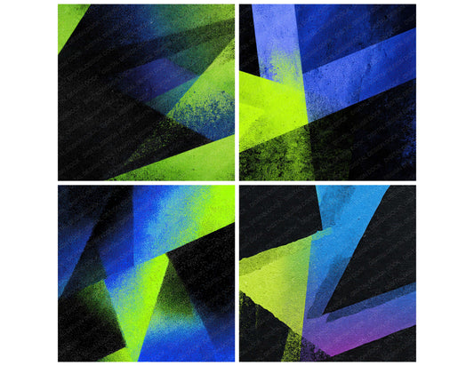 Preview layout showing Neon Brutalist Print papers arranged as background pages for junk journals and mixed media crafts