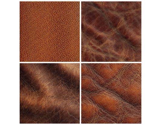 Preview layout showing Brown Leather Grain papers arranged as background pages for junk journals and mixed media crafts