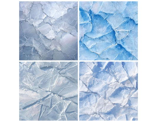 Preview layout showing Clear Ice Cracks papers arranged as background pages for junk journals and mixed media crafts