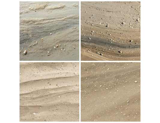 Preview layout showing Wet Sand Shoreline papers arranged as background pages for junk journals and mixed media crafts