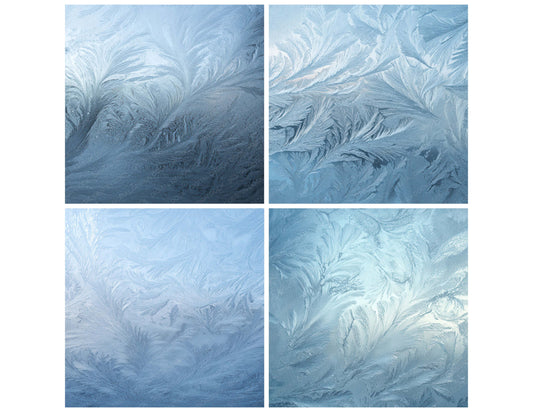 Preview layout showing Icy Windscreen Frost papers arranged as background pages for junk journals and mixed media crafts