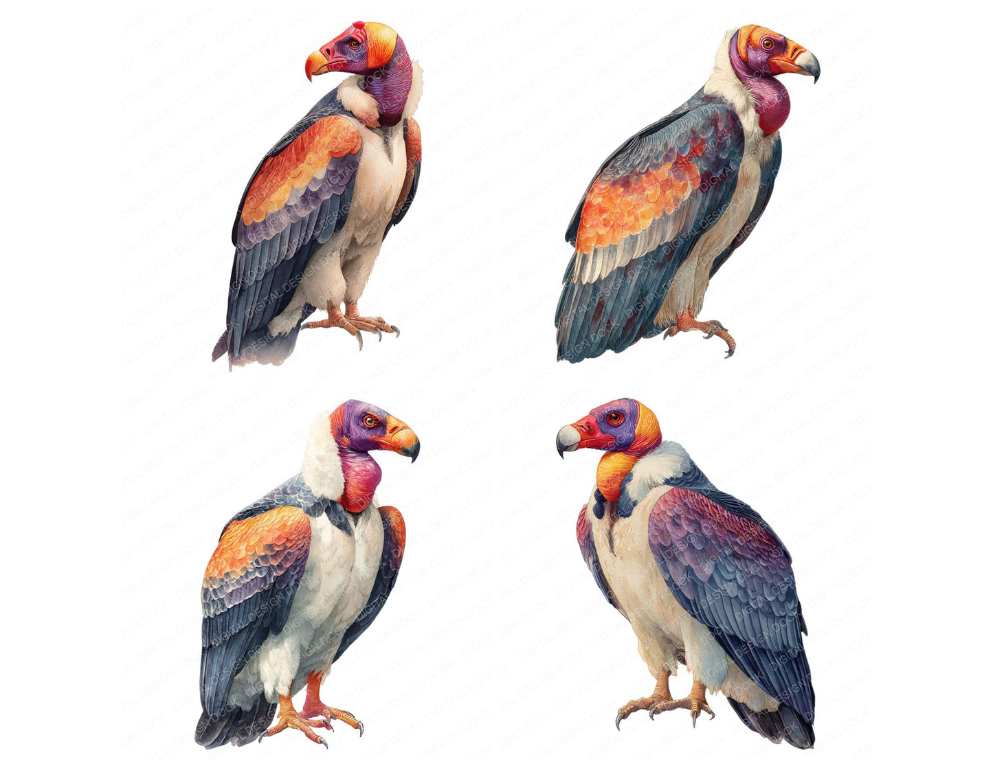 King Vulture Exotic Bird Clipart Set (DDD008215)
