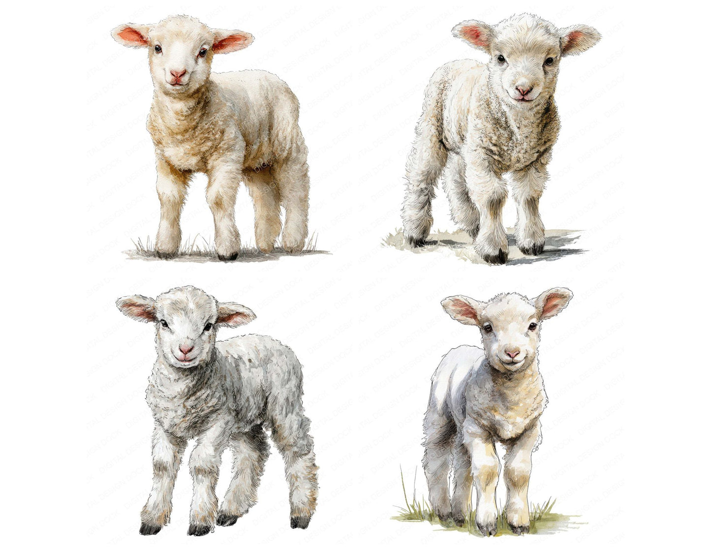 Cute Little Lamb Clipart Set (DDD008235)