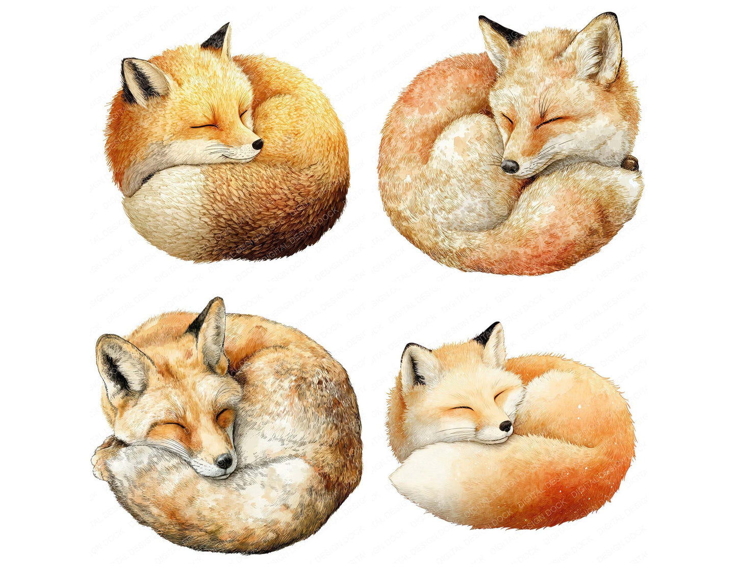 Sleeping Little Fox Clipart Set (DDD008246)