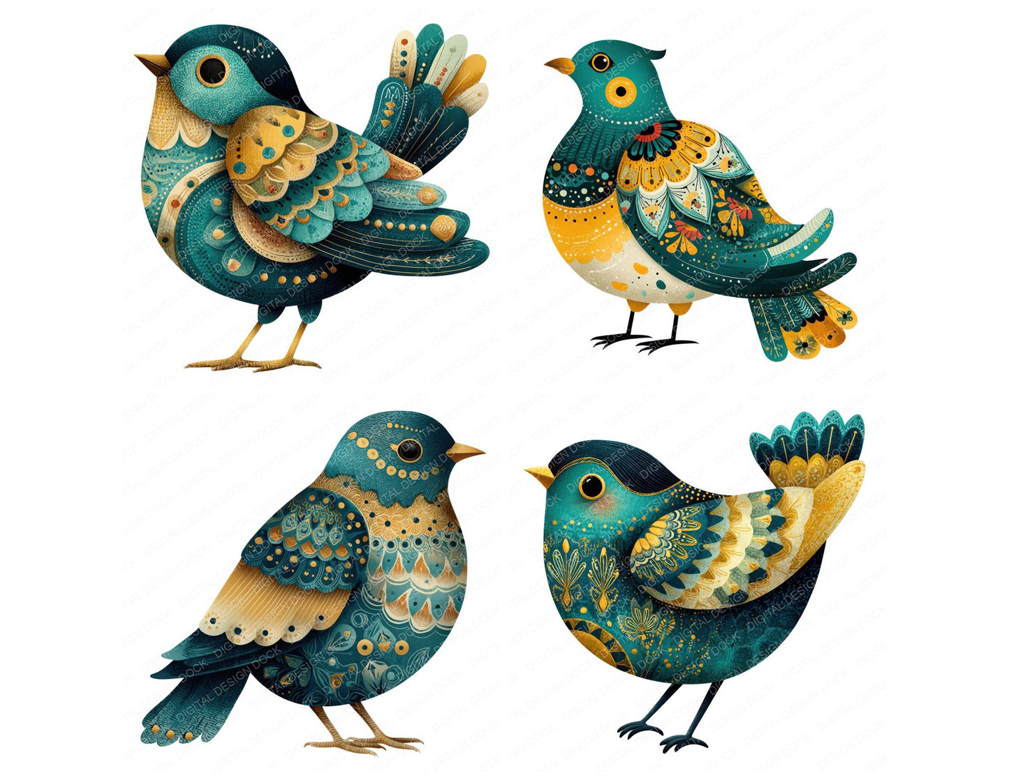 Folk Art Bird Clipart Set (DDD008251)
