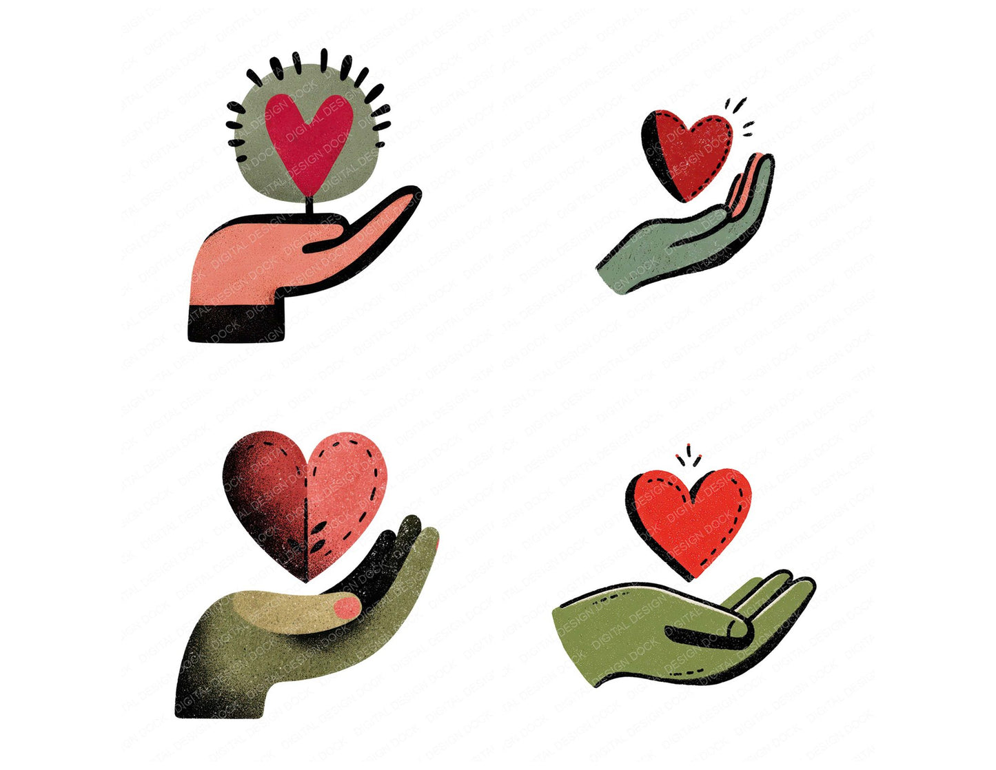 Minimal Hand Offering Heart Clipart Set (DDD008276)