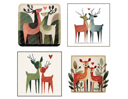 Preview layout showing Deer Love Square Badge clipart elements for scrapbooking, junk journals, and card making