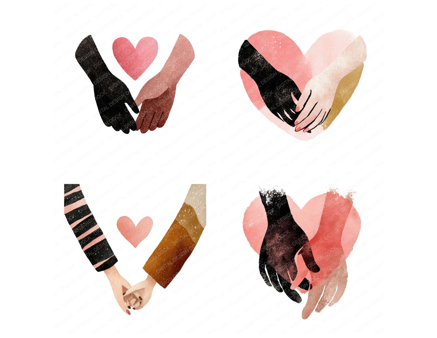 Minimal Linked Hands Love Clipart Set (DDD008304)