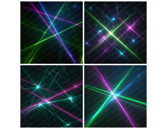 Preview layout showing Neon Laser Lines papers arranged as background pages for junk journals and mixed media crafts