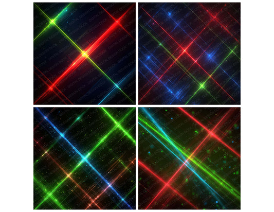 Preview layout showing Neon Crossing Beams papers arranged as background pages for junk journals and mixed media crafts