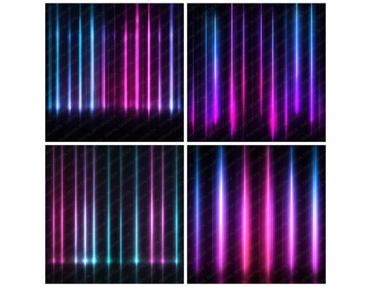 Preview layout showing Neon Light Bars papers arranged as background pages for junk journals and mixed media crafts