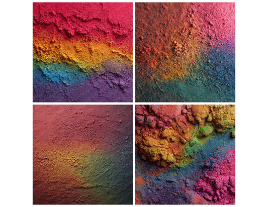 Preview layout showing Rainbow Powder Texture papers arranged as background pages for junk journals and mixed media crafts