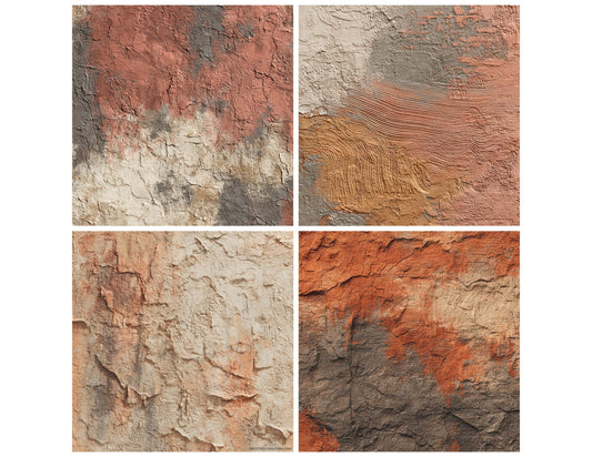 Preview layout showing Sgraffito Plaster Texture papers arranged as background pages for junk journals and mixed media crafts