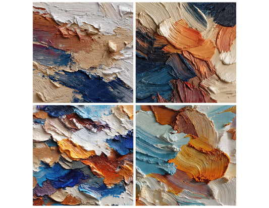 Preview layout showing Impasto Paint Texture papers arranged as background pages for junk journals and mixed media crafts