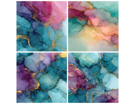 Preview layout showing Alcohol Ink Texture papers arranged as background pages for junk journals and mixed media crafts