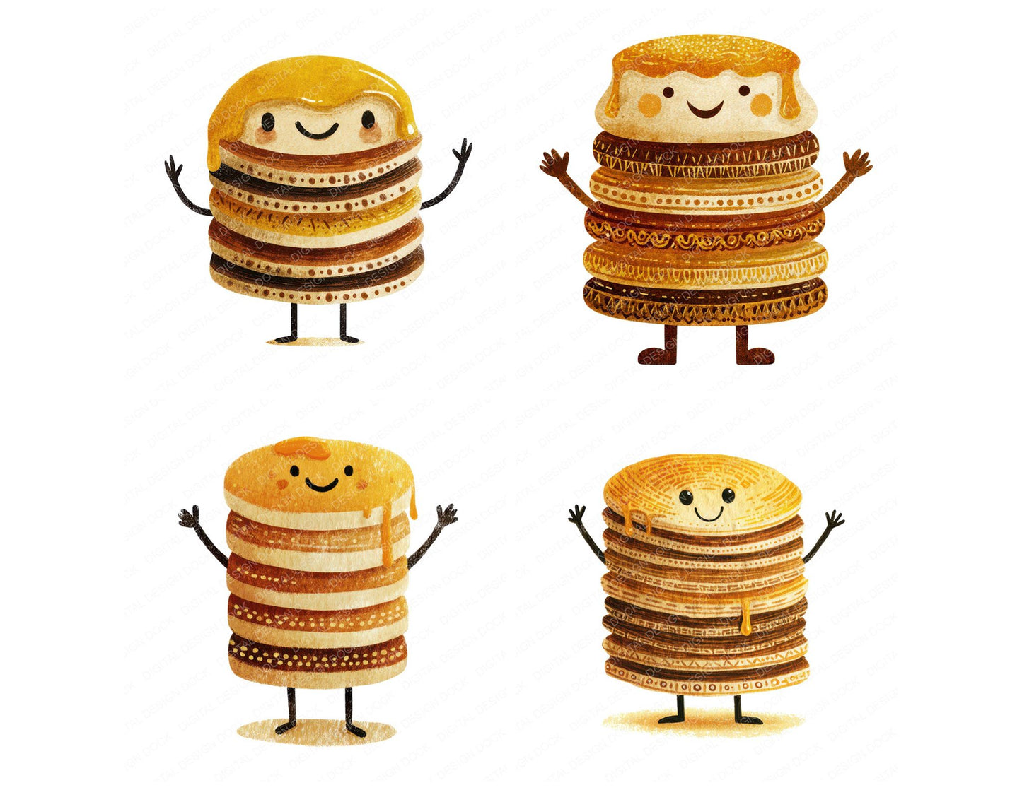 Folk Art Pancake Character Clipart Set (DDD008479)