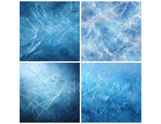 Preview layout showing Blue Ice Crystals papers arranged as background pages for junk journals and mixed media crafts