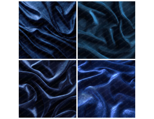 Preview layout showing Blue Velvet Fabric papers arranged as background pages for junk journals and mixed media crafts