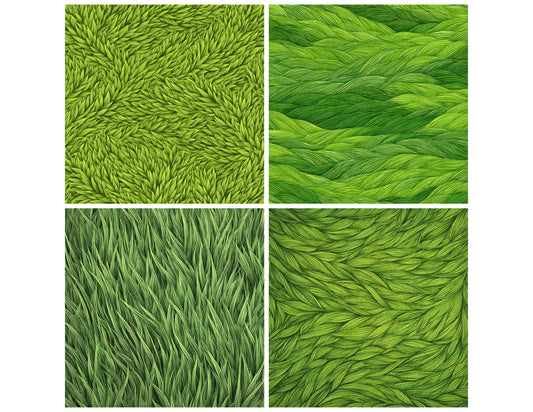 Preview layout showing Green Grass Blades papers arranged as background pages for junk journals and mixed media crafts