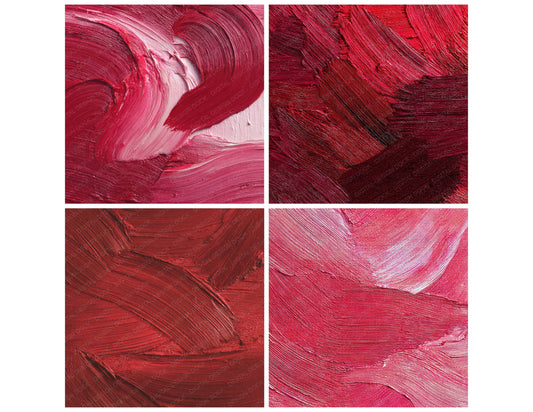 Preview layout showing Red Acrylic Smears papers arranged as background pages for junk journals and mixed media crafts