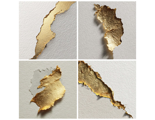 Preview layout showing Gold Leaf Minimal papers arranged as background pages for junk journals and mixed media crafts