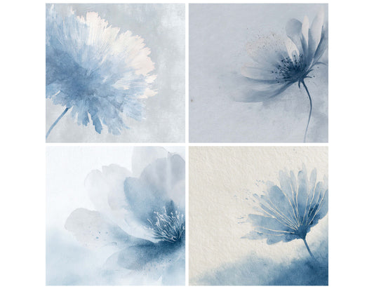 Preview layout showing Watercolor Bloom Minimal papers arranged as background pages for junk journals and mixed media crafts