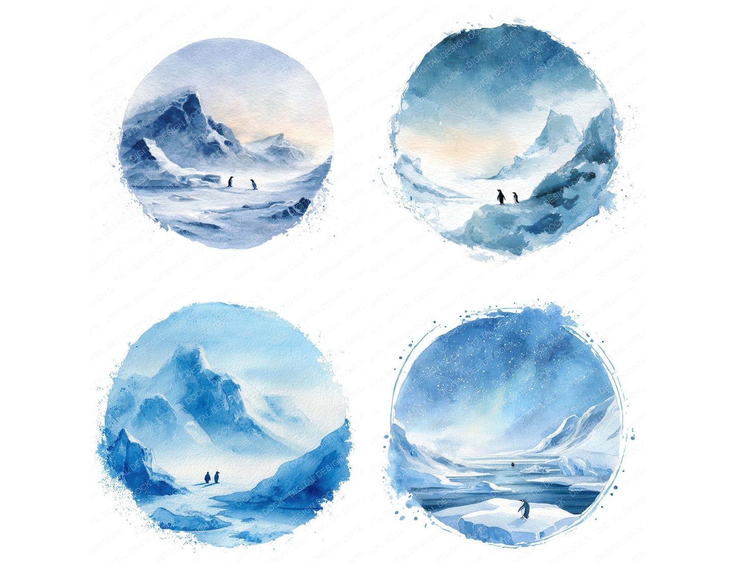 Watercolour Arctic Circle Clipart Set (DDD008534)