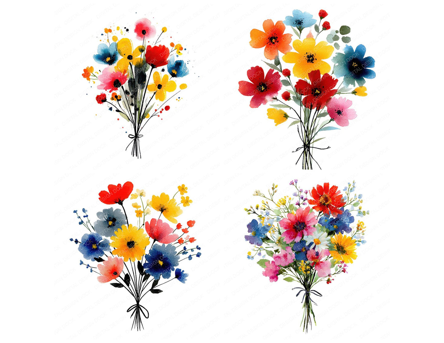 Minimal Wildflower Bouquet Clipart Set (DDD008694)