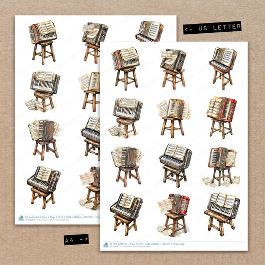 Accordion on Stool Fussy Cut Sheets (DDD008954)