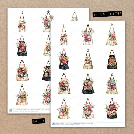 Apron with Pocket Flowers Fussy Cut Sheets (DDD008996)