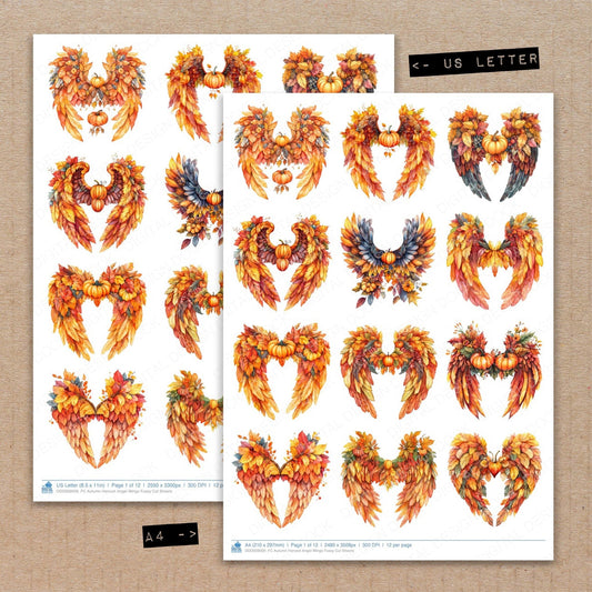 Autumn Harvest Angel Wings Fussy Cut Sheets (DDD009009)