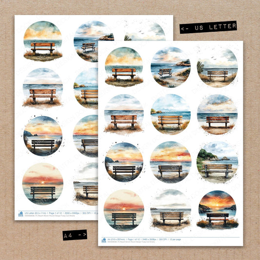 Beach Bench Round Design Fussy Cut Sheets (DDD009038)