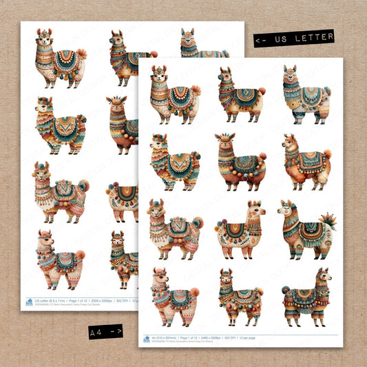 Boho Decorated Llama Fussy Cut Sheets (DDD009098)