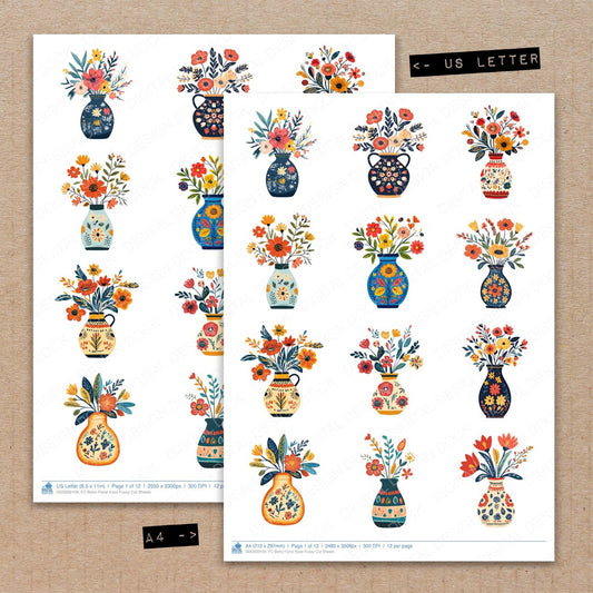 Boho Floral Vase Fussy Cut Sheets (DDD009109)