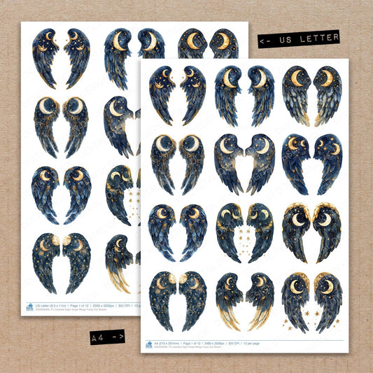 Celestial Night Angel Wings Fussy Cut Sheets (DDD009206)