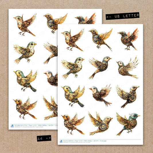 Clockwork Mechanical Bird Fussy Cut Sheets (DDD009354)