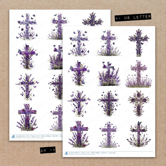 Cross with Lavender Fussy Cut Sheets (DDD009413)
