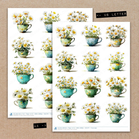Daisy Teacup Fussy Cut Sheets (DDD009462)