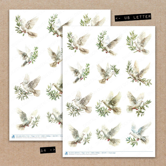 Dove Olive Branch Peace Fussy Cut Sheets (DDD009502)