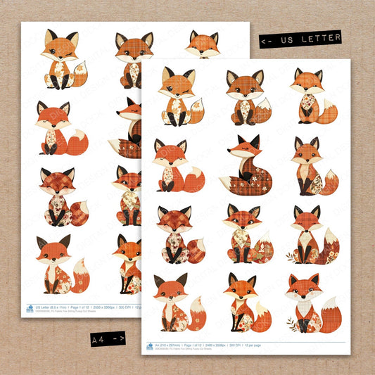 Fabric Fox Sitting Fussy Cut Sheets (DDD009590)