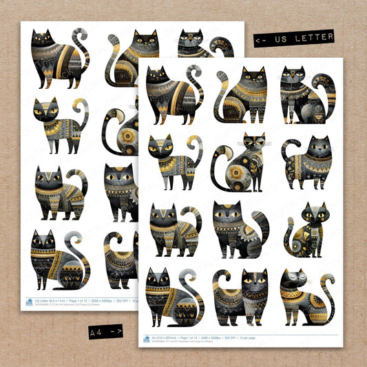 Folk Art Halloween Cat Fussy Cut Sheets (DDD009869)