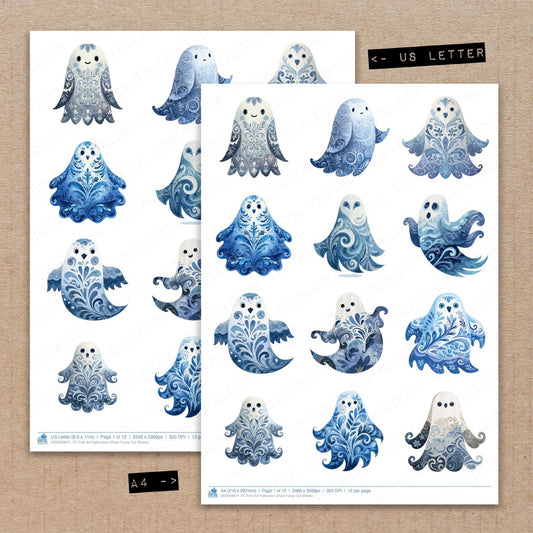 Folk Art Halloween Ghost Fussy Cut Sheets (DDD009871)